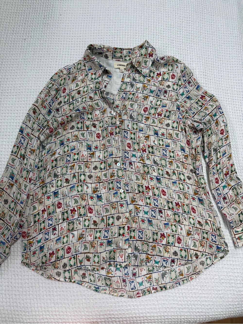 L’Agence Nina Mahjong Print Silk Shirt - Picture 3 of 8